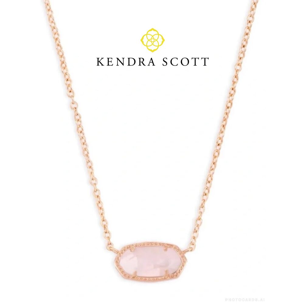 NWOT Kendra Scott GoldRose Elisa RosePink Quartz Necklace Pendant